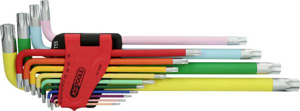 KS Tools 151.4440 TX Hajlított csavarhúzó készlet   T 8, T 10, T 15, T 20, T 25, T 27, T 30, T 40, T 45, T 50, T 55, T 60, T 70, T 80 14 részes