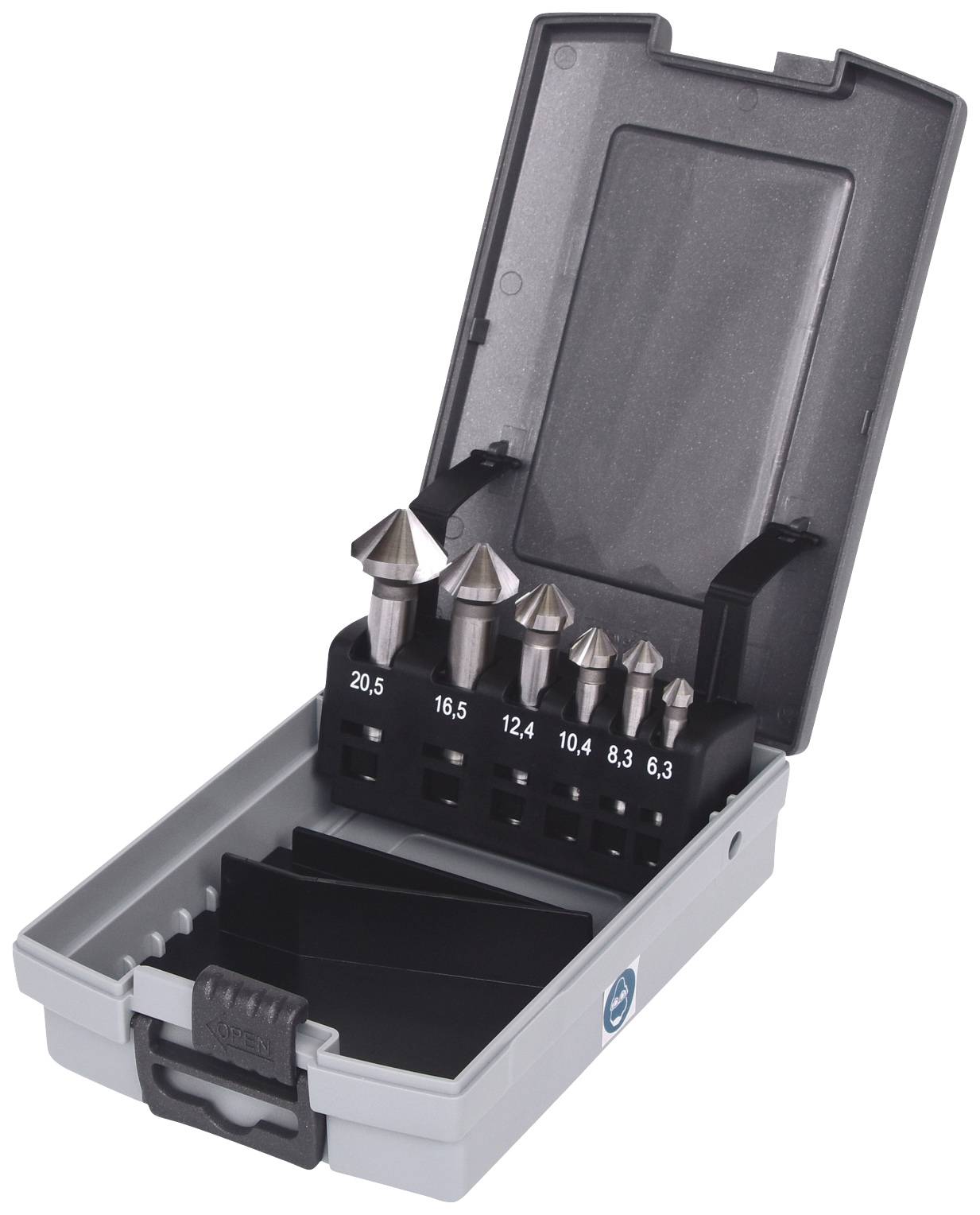 KS Tools 336.0446 3360446 Marófúró készlet 6.3 mm, 8.3 mm, 10.4 mm, 12.4 mm Acél Hengeres befogószár 1 db