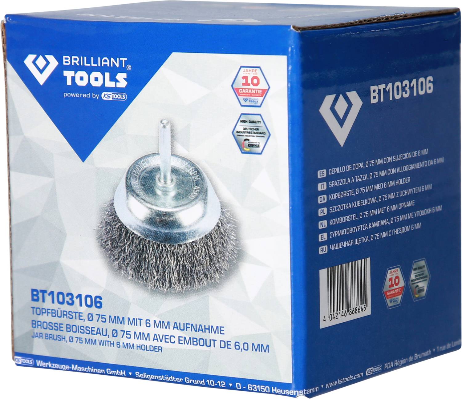 'Brilliant Tools' drótecset BT103106, átmérő 75 mm. Alkalmas tisztításra és rozsdaeltávolításra. 10 év garancia.