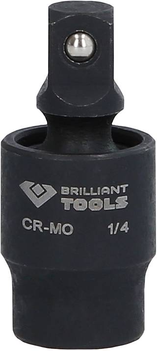 Egy fekete adapter, amelyen a 'BRILLIANT TOOLS CR-MO 1/4' felirat olvasható.