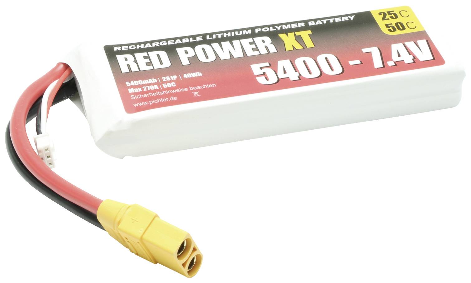 Red Power Akkucsomag, LiPo 7.4 V 5400 mAh 25 C Soft doboz XT90