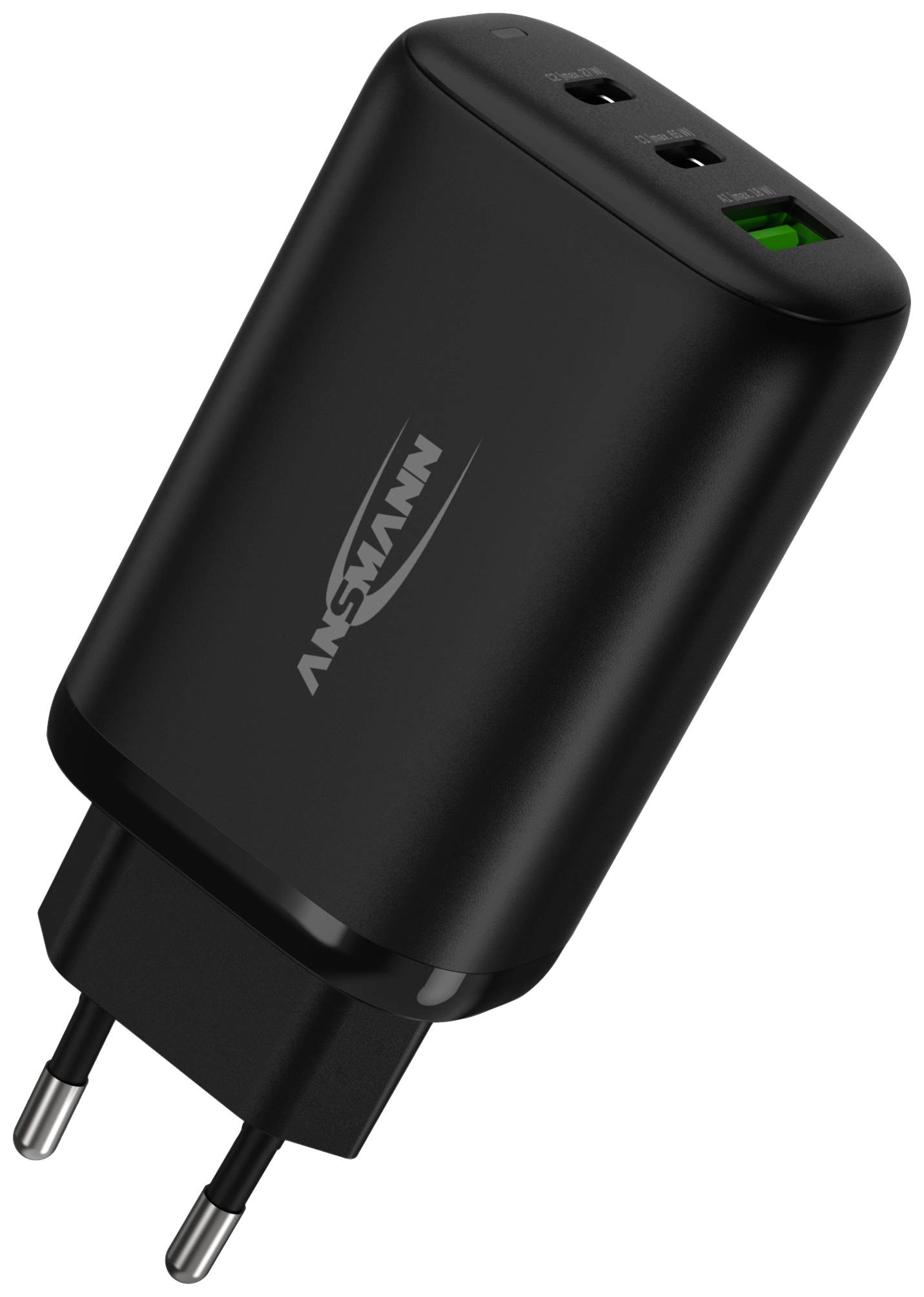 Ansmann Home Charger HC365PD USB-s töltőkészülék 65 W 1x USB-A, 2x USB-C® Power Delivery Fekete Beltér