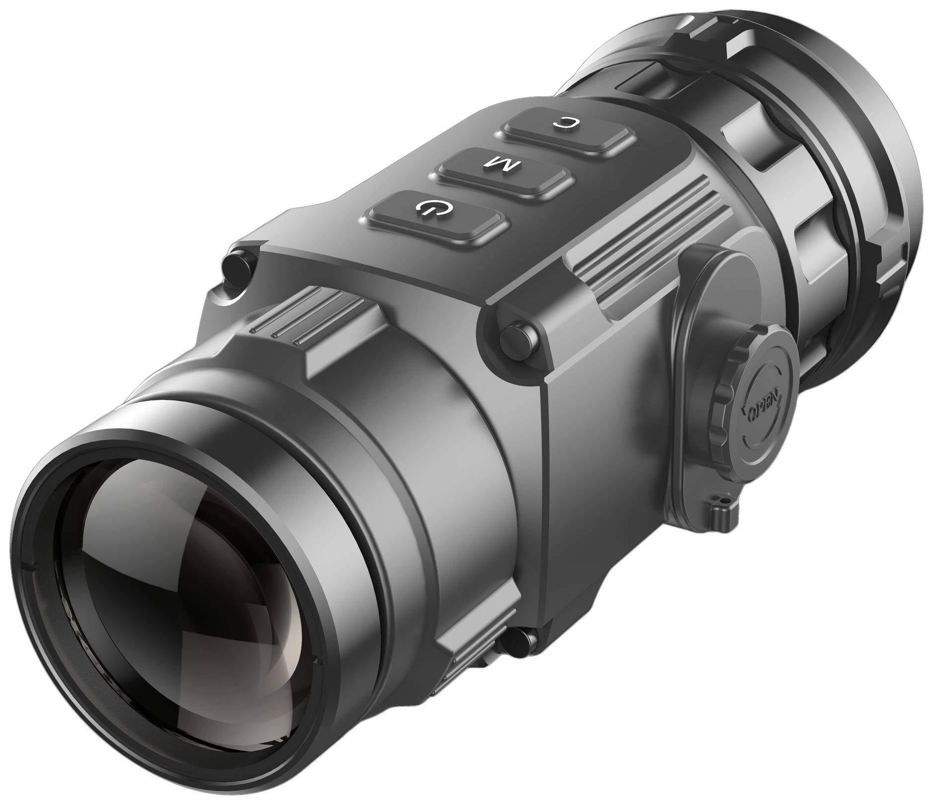 Hőtérképes henger alakú lencse több gombbal a tetején a vezérléshez. Elöl és hátul optikai lencsék találhatók.