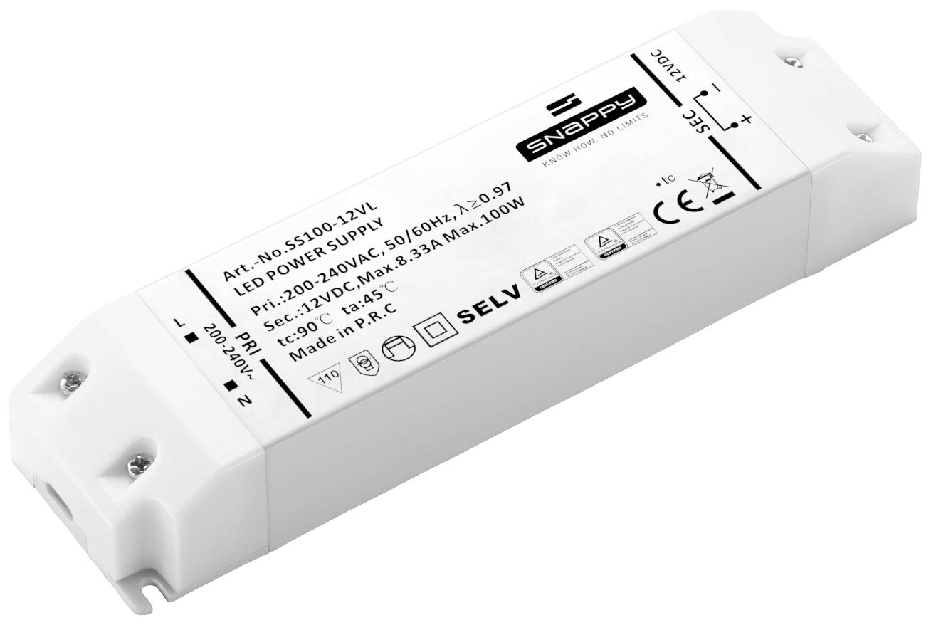 Dehner Elektronik SS 100-12VL LED transzformátor, LED meghajtó Állandó feszültségű 100 W 8.3 A 12 V/DC Túlterhelés elleni védelem, Túlfeszültség kategória,,