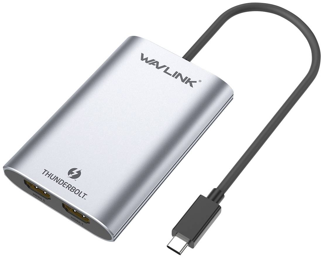 Wavlink WS-UTA02H Thunderbolt / HDMI Adattatore [1x Thunderbolt - 2x HDMI®] Grigio Siderale filo pieno 50 cm