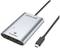 Wavlink Thunderbolt-HDMI-adapter, ezüst ház két HDMI-csatlakozóval, USB-C kábellel összekötve.