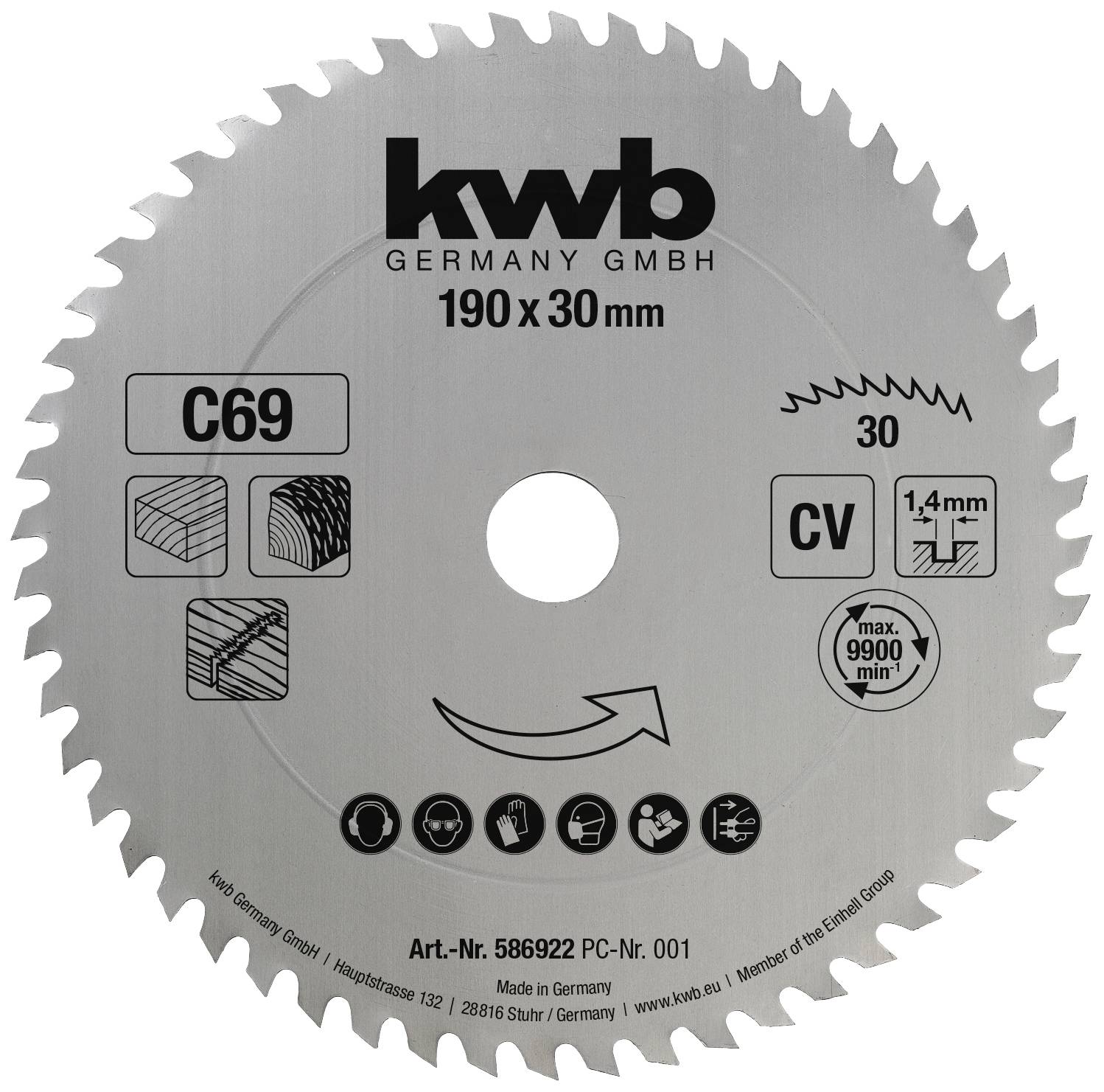 kwb 586922 Körfűrészlap 190 x 30 mm 1 db