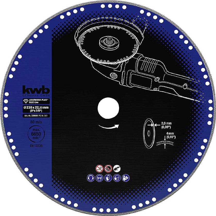 kwb 720840 Gyémánt bevonatú vágótárcsa Ø 230 mm Furat átmérő 22.23 mm Fém 1 db