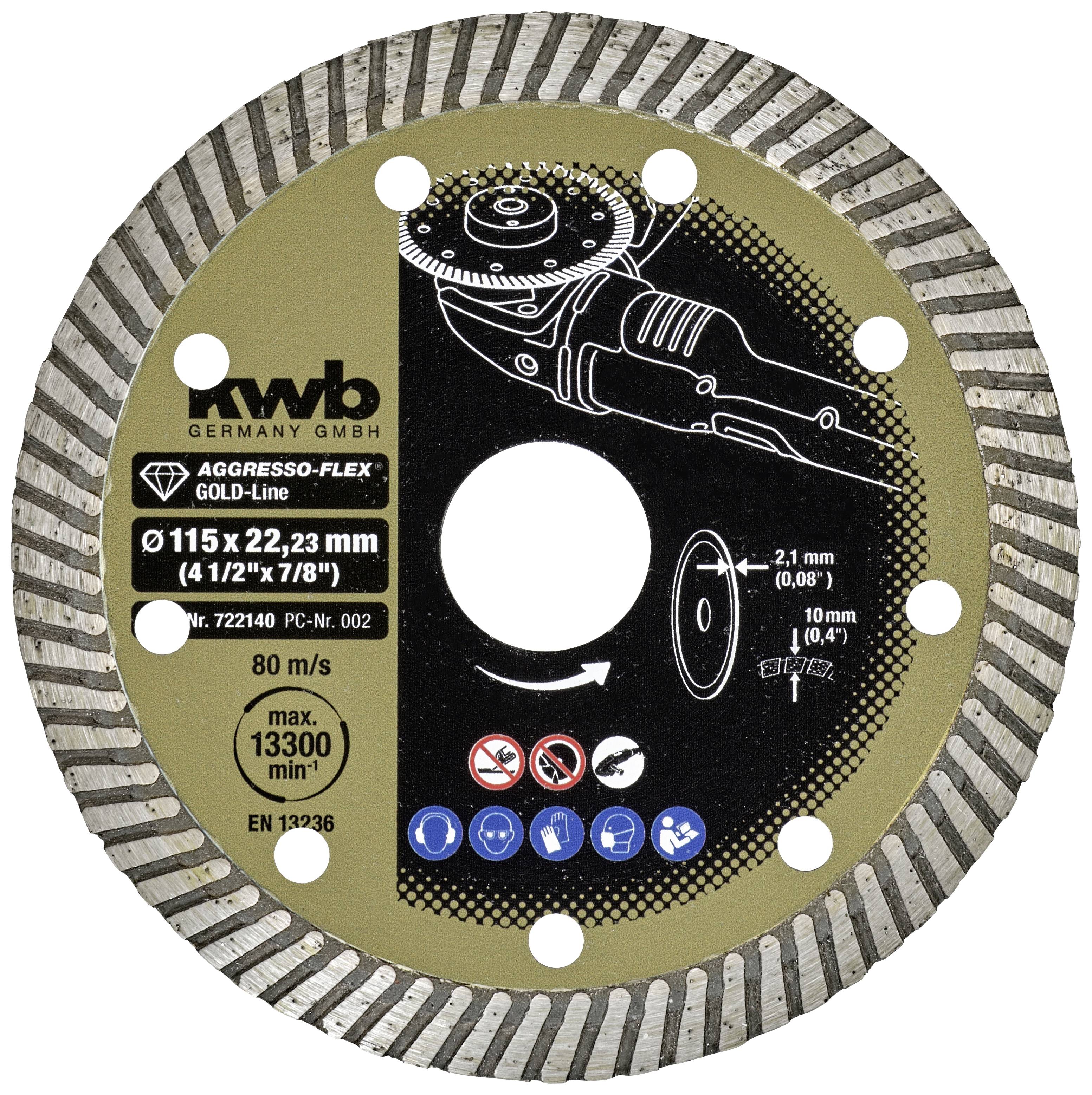 kwb 722140 Gyémánt bevonatú vágótárcsa Ø 115 mm Furat átmérő 22 mm 1 db
