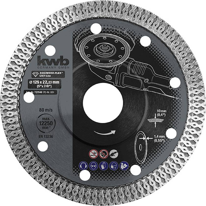 kwb 727540 Gyémánt bevonatú vágótárcsa Ø 125 mm Furat átmérő 22.23 mm 1 db