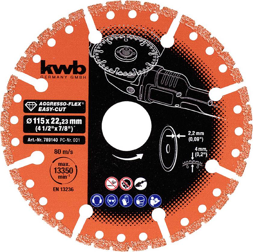 kwb 789140 Gyémánt bevonatú vágótárcsa Ø 115 mm Furat átmérő 22.23 mm 1 db