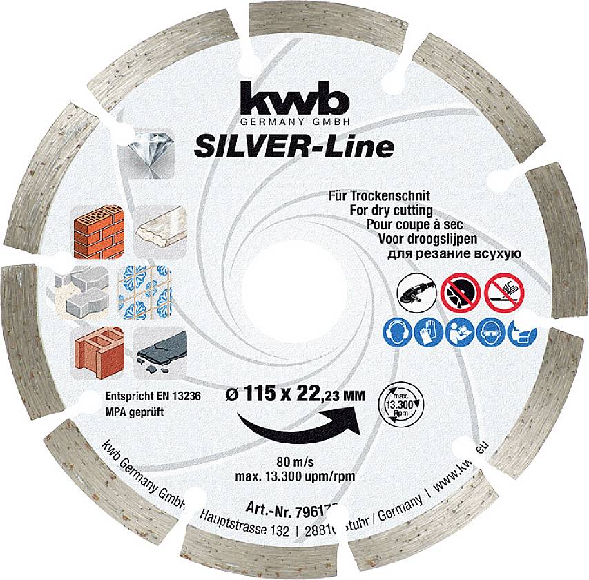 kwb 796570 Gyémánt bevonatú vágótárcsa Ø 125 mm Furat átmérő 22 mm 1 db