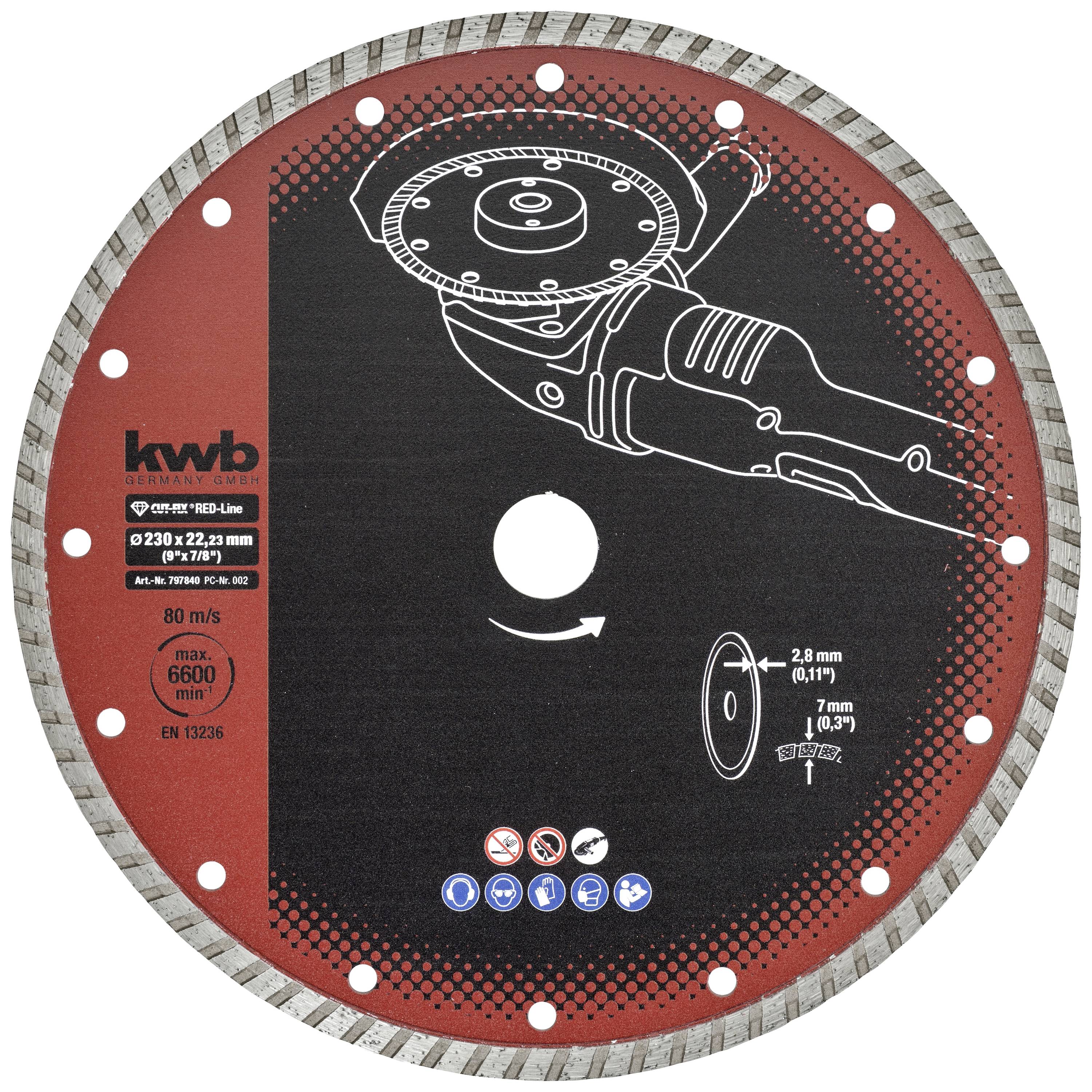 kwb 797840 Gyémánt bevonatú vágótárcsa Ø 230 mm Furat átmérő 22 mm 1 db