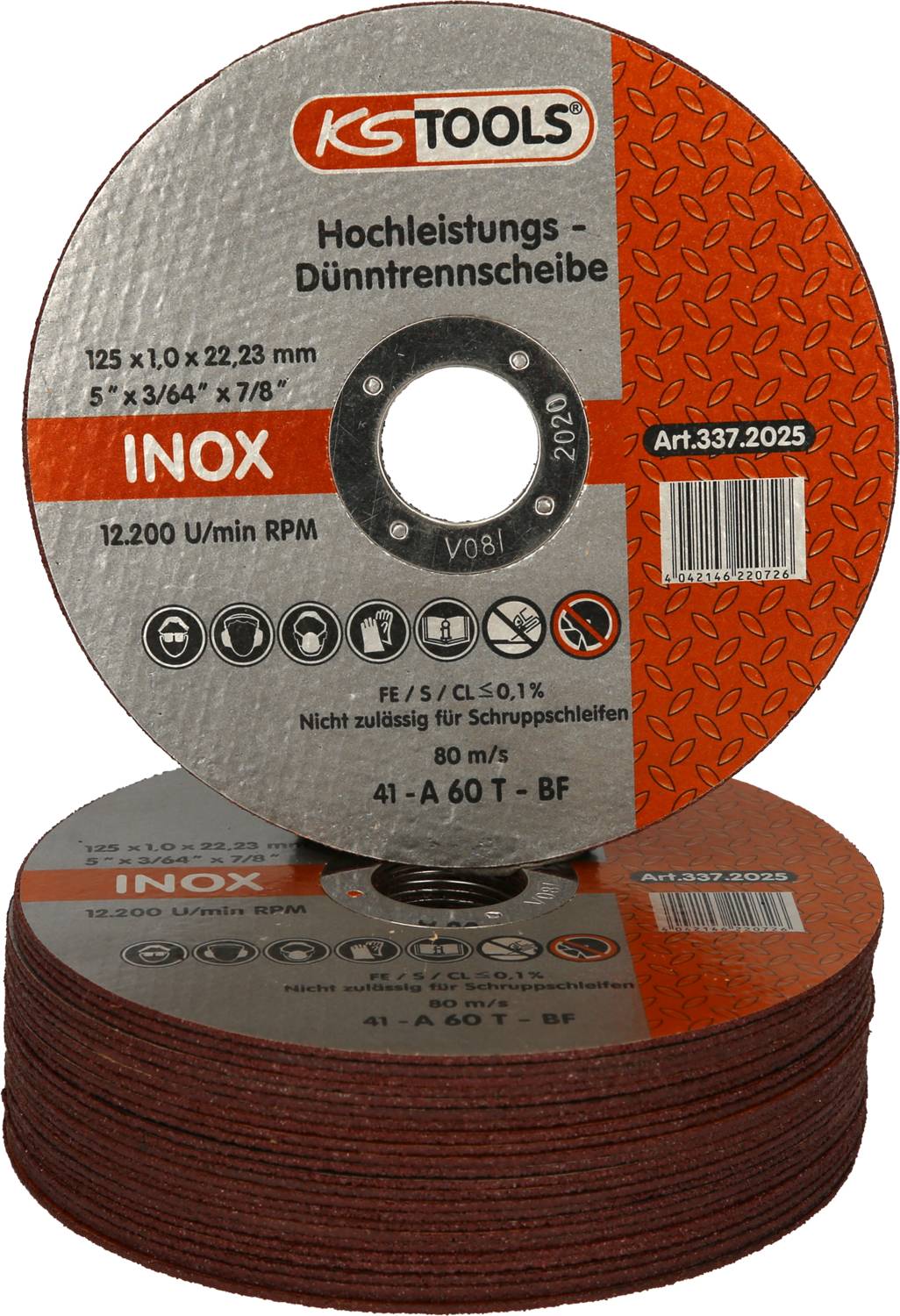 KS Tools 337.2025 Vágótárcsa, egyenes 125 mm 25 db