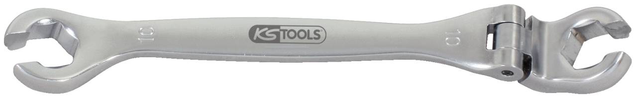 Egy ezüstszínű villáskulcs a 'KS TOOLS' logóval a markolat közepén.