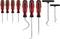 Nyolc darabos kampóskulcs készlet fekete markolattal és piros akcentussal, ideális mechanikai munkákhoz vagy precíziós feladatokhoz.