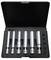 Hat darabból álló ezüstös mélységmérő eszközkészlet fekete dobozban, 8-tól 16-ig számozva, precíziós mérésekhez.