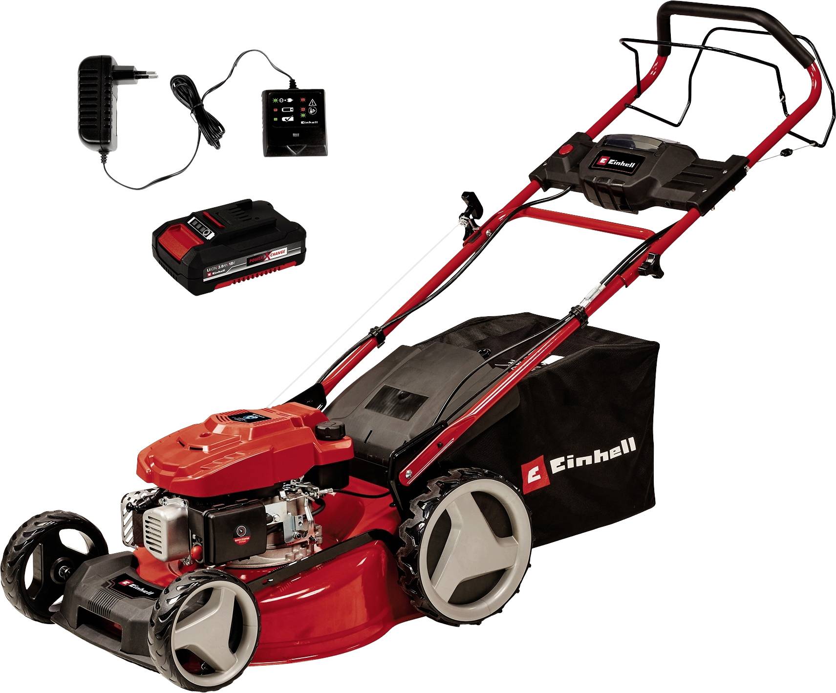 Einhell GC-PM 46 SM HW-E Li Power X-Change Benzin Fűnyíró E-indító 2000 W 18 V Vágási szélesség (max.) 46 cm Alkalmas 1400 m²