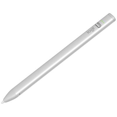 Ezüstös digitális toll zöld LED-fénnyel és egy gombbal a tetején, alkalmas írásra és rajzolásra táblagépeken.