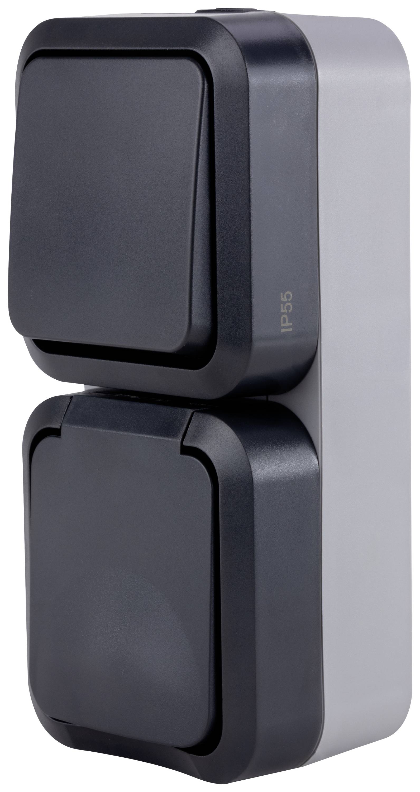 REV Completo Combinazione interruttore/prese AquaStorm Grigio chiaro, Nero 0004860400 1 pz.