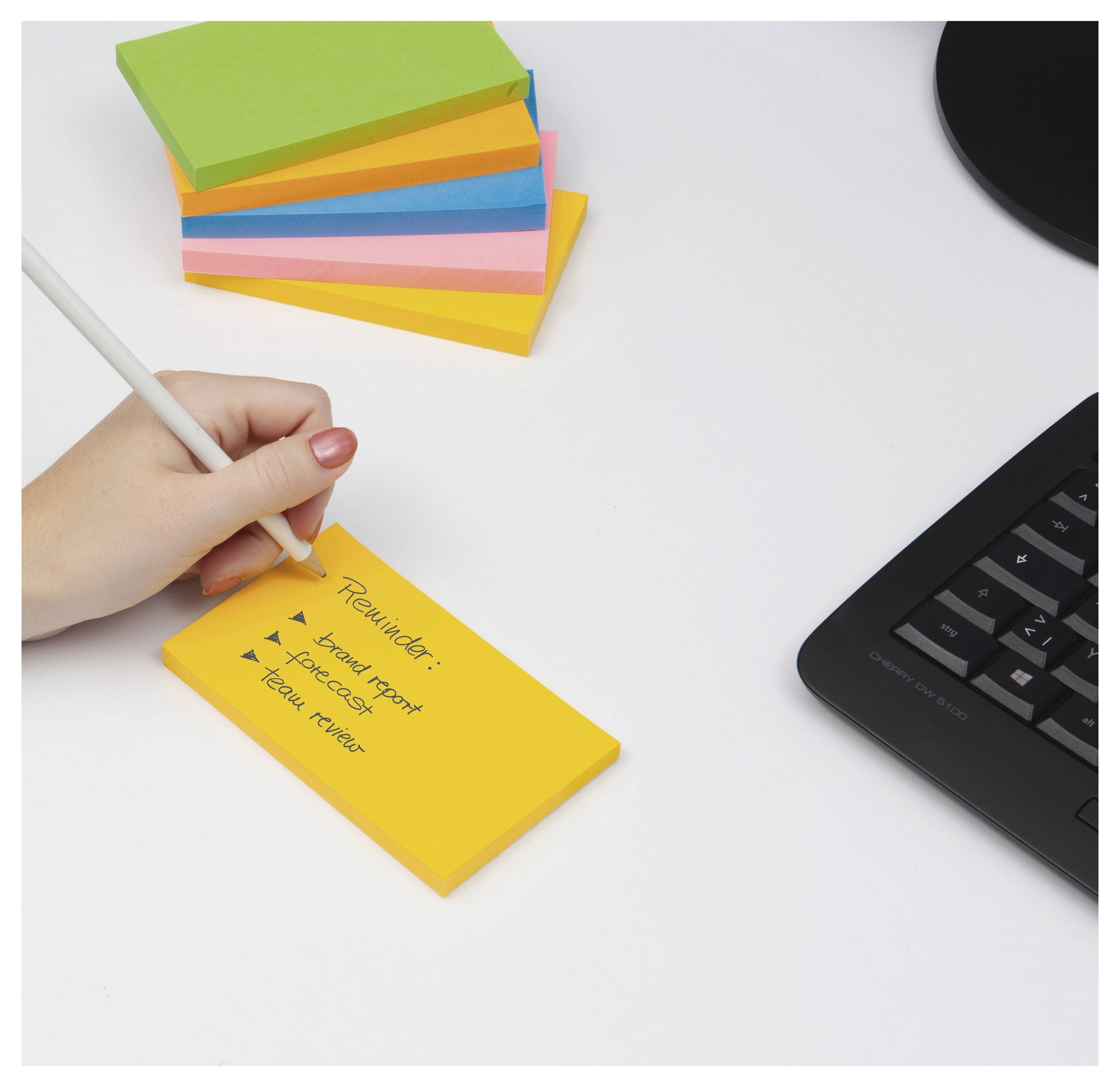 Sigel Note adhésive BA127 125 mm x 75 mm bleu, jaune, vert, orange, rose 600 feuille(s) — Photo 4 sur 4