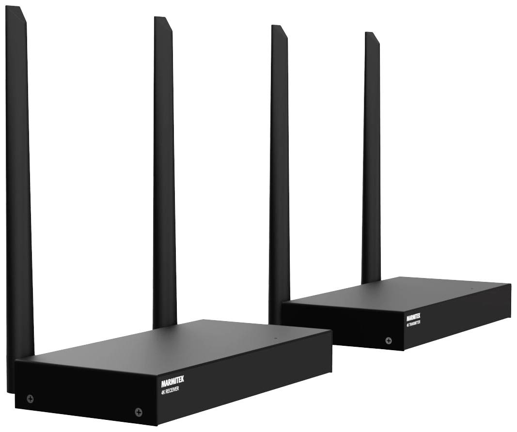Két fekete, négy antennás vezeték nélküli router, egymás mellett elhelyezve.