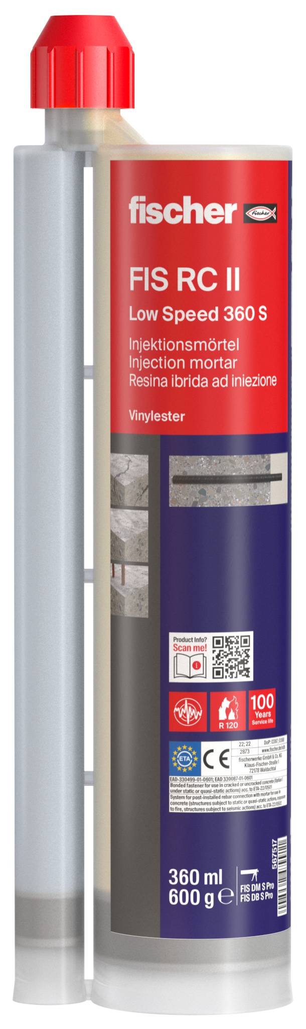 Fischer FIS RC II 360 S Injekciós habarcs 360 ml