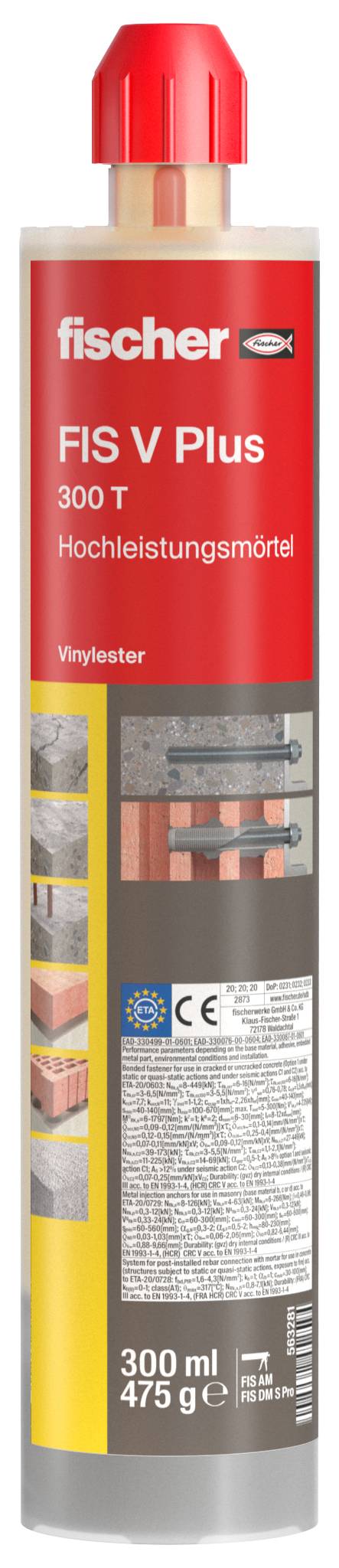 Fischer FIS V Plus 300 T Nagy teljesítményű habarcs 300 ml
