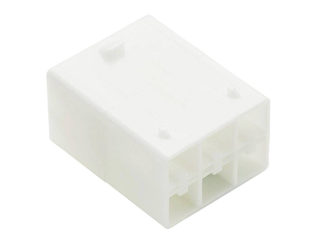 Egy négyszögletes, fehér műanyag csatlakozó négy trapéz alakú csatlakozóhellyel. Elektronikai kapcsolatok kialakítására használják.