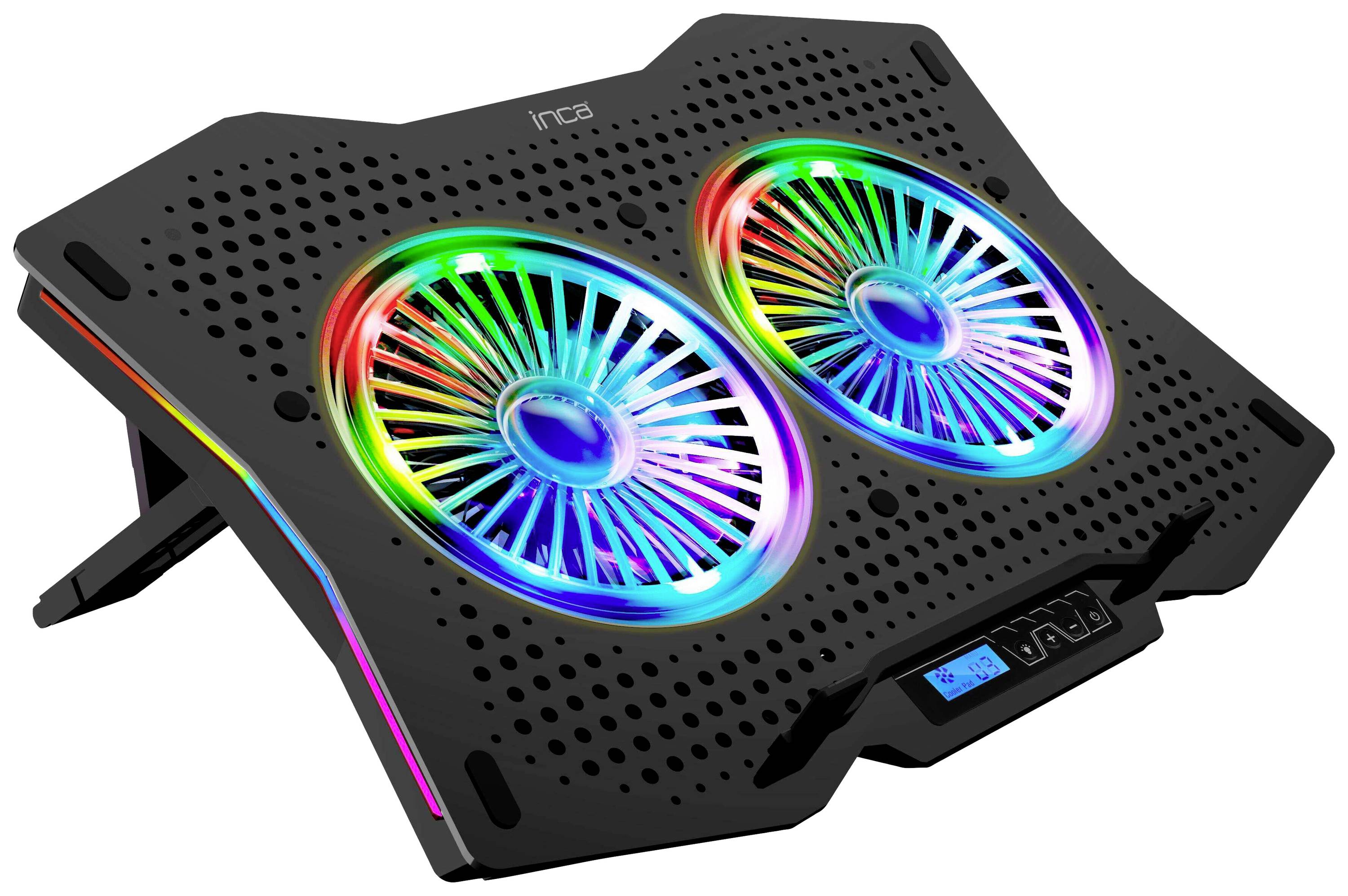 INCA INC-606TGS Support dordinateur portable avec fonction refroidissante fonction hub USB, réglable en hauteur