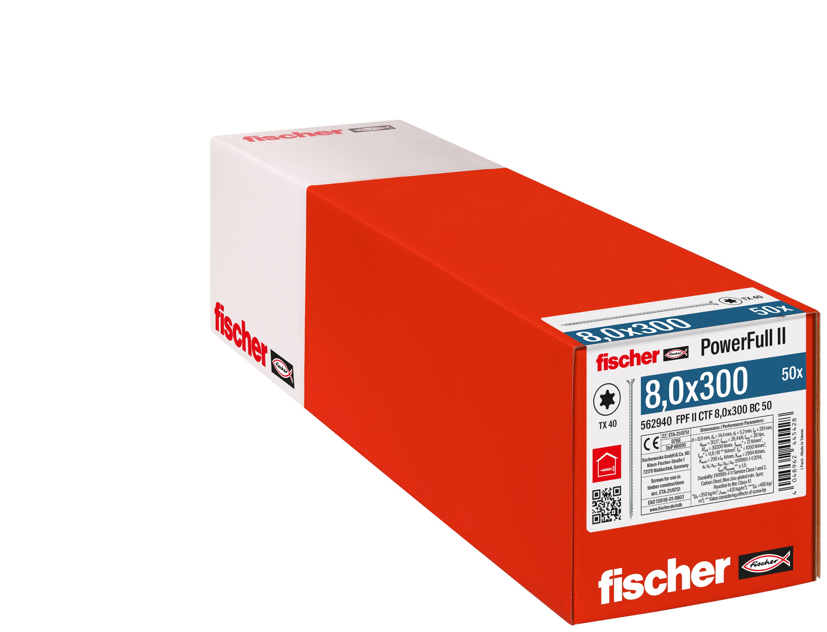 Fischer 562940 FPF II CTF 8,0 x 300 BC 50 Facsavar 8 mm 300 mm TX Acél Galvanikusan cinkezett 50 db
