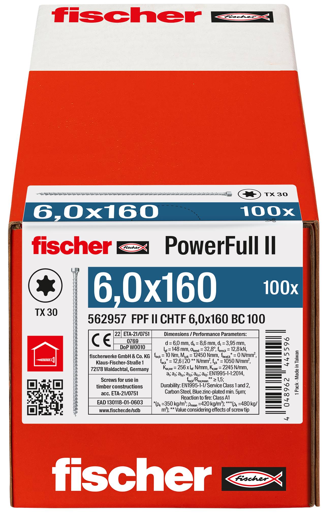 Fischer 562957 FPF II CHTF 6,0 x 160 BC 100 Facsavar 6 mm 160 mm TX Acél Galvanikusan cinkezett 100 db-2