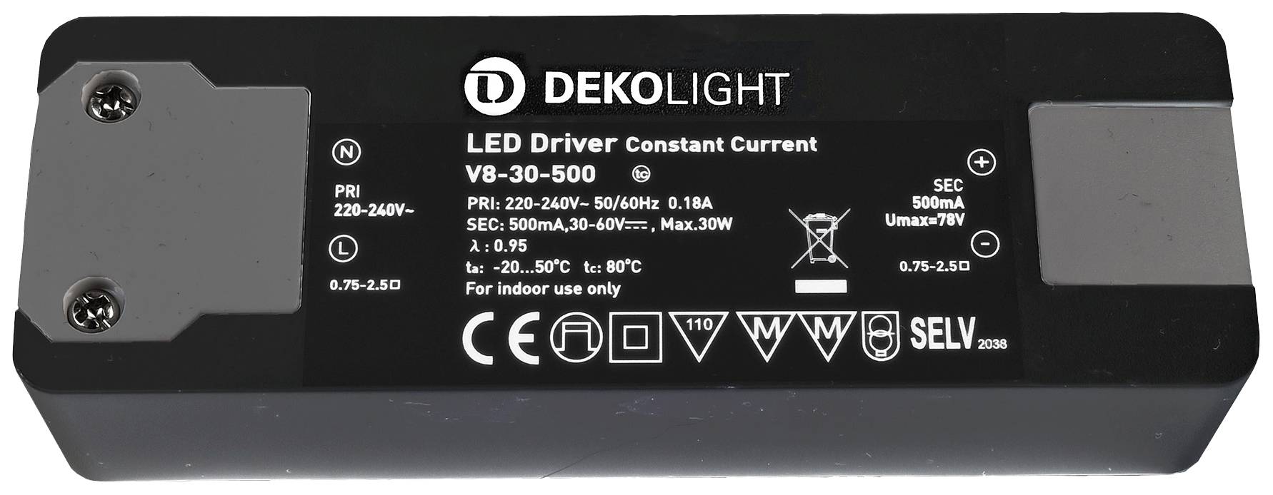 Deko Light BASIC, CC LED meghajtó Állandó áramú 30 W 0.50 A 30 - 60 V/DC 1 db
