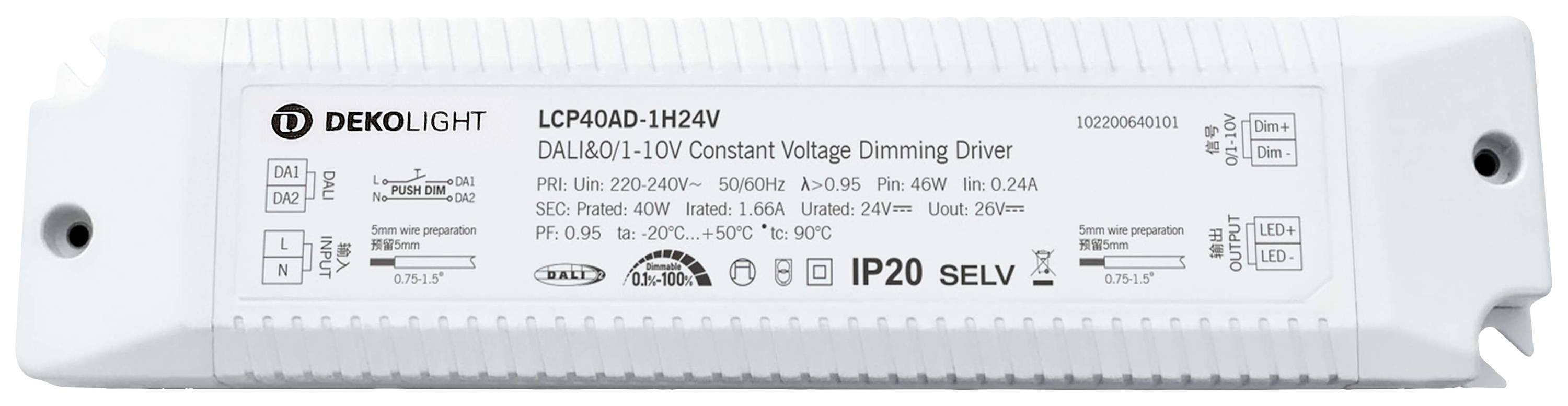 Deko Light BASIC, DIM, CV, LCP LED transzformátor Állandó feszültségű 0 mA - 1.70 A 24 V/DC Dali 1 db