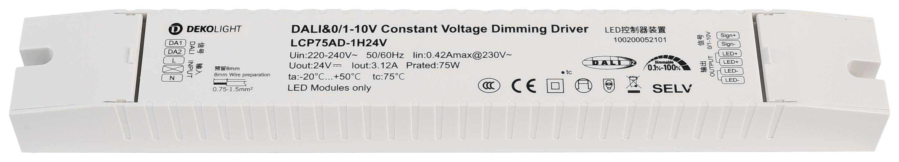 Deko Light BASIC, DIM, CV, LCP LED transzformátor Állandó feszültségű 0 mA - 3.125 A 24 V/DC 1 db