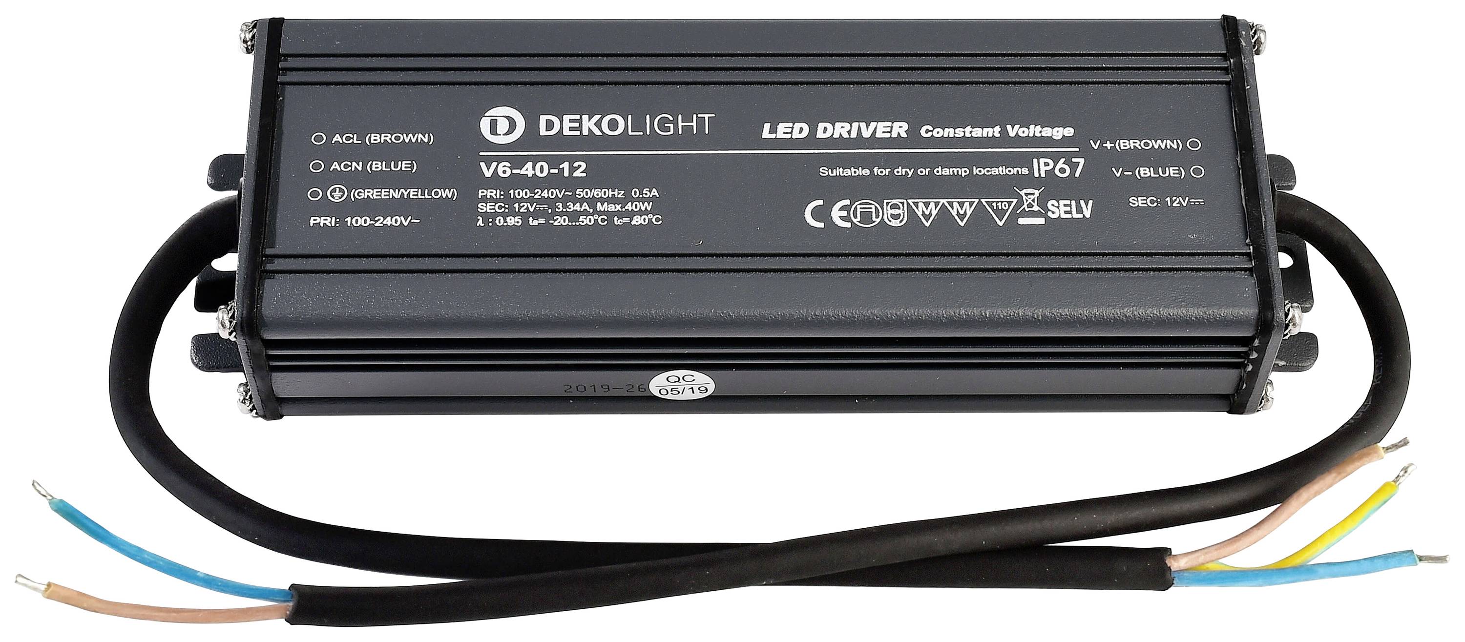 Deko Light IP, CV, V LED transzformátor Állandó feszültségű 0 mA - 3.34 A 12 V/DC 1 db