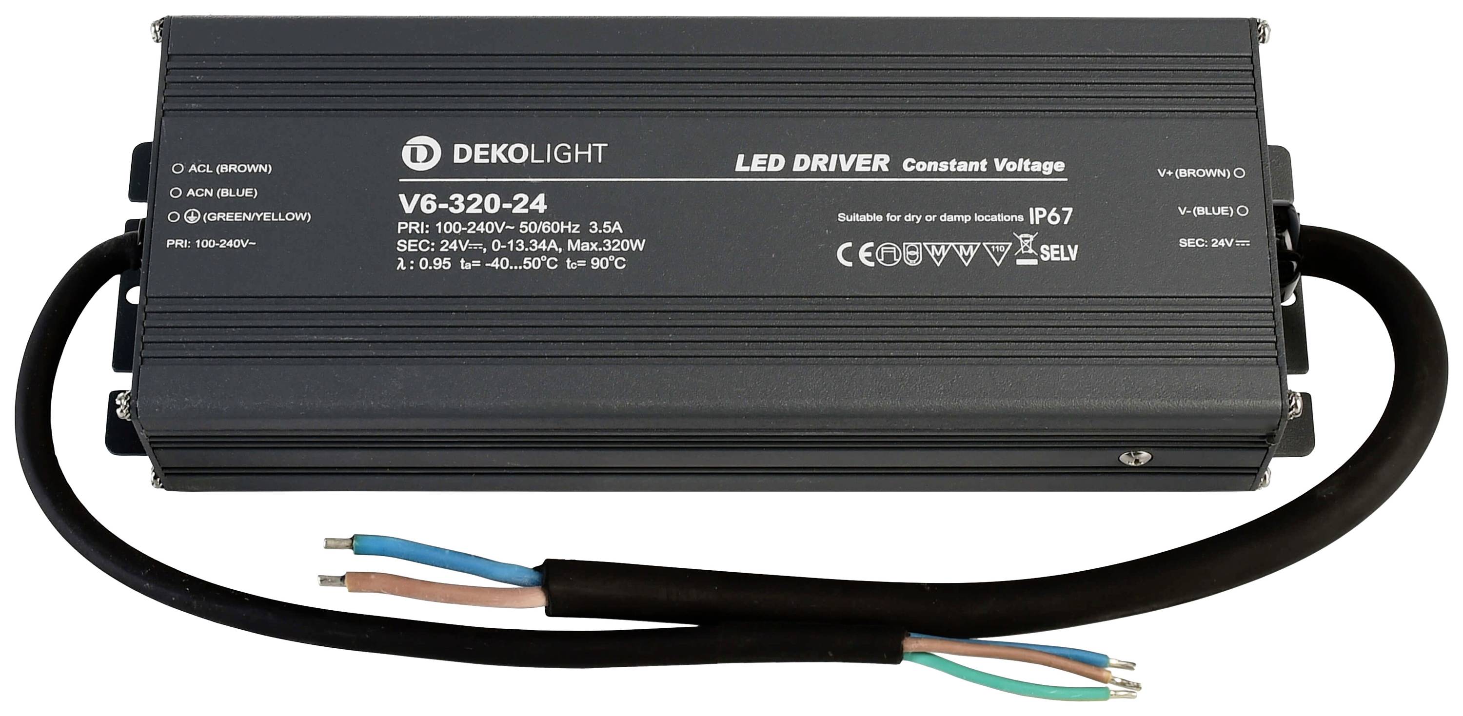 Deko Light IP, CV, V LED transzformátor Állandó feszültségű 0 mA - 13.34 A 24 V/DC 1 db