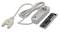 Fehér elemtartó levett fedéllel és beépített kábellel, kétpólusú csatlakozóval.