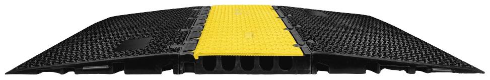 Egy fekete kábelburkolat sárga, csúszásmentes felülettel a középső részén. Járművekhez is alkalmas.