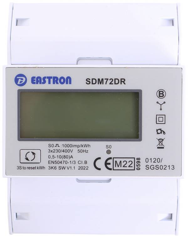 Counttec SDM72DR SDM72DR Háromfázisú fogyasztásmérő  digitális 80 A MID konform: Igen  1 db