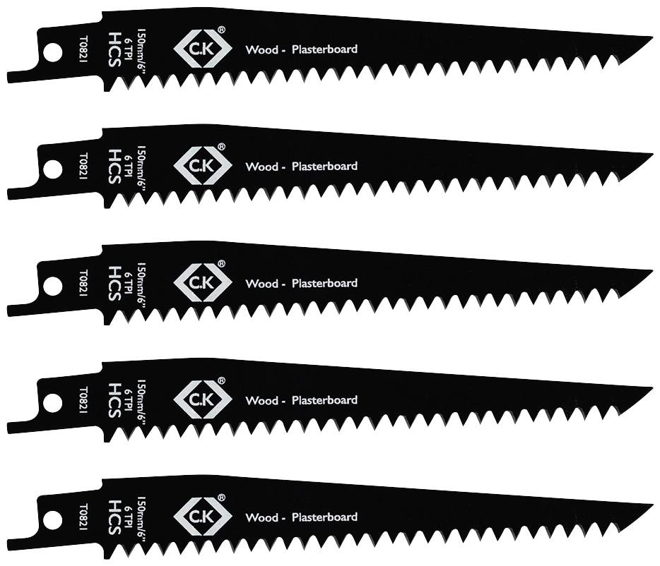 C.K T0821 Szablyafűrészlap 6 tpi, 5 db-os csomag Fűrészlap hossz 150 mm 5 db