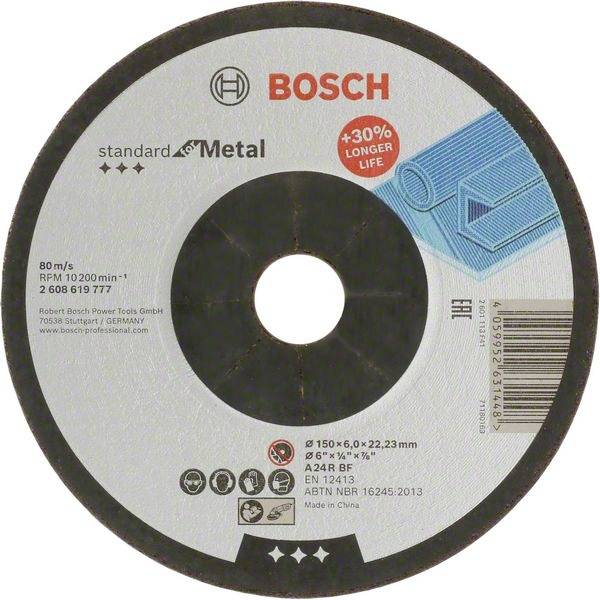Bosch Accessories  Standard for Metal  2608619777  Csiszolótárcsa  150 mm  1 db  Fém