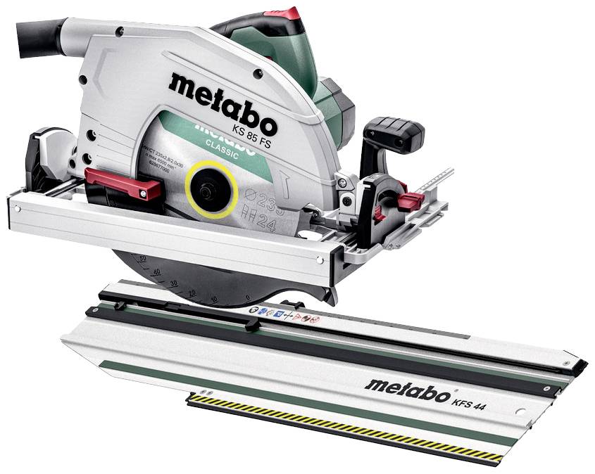 Metabo Set KS 85 FS Kézi körfűrész vezető sín Vágási mélység max. (90°) 85 mm