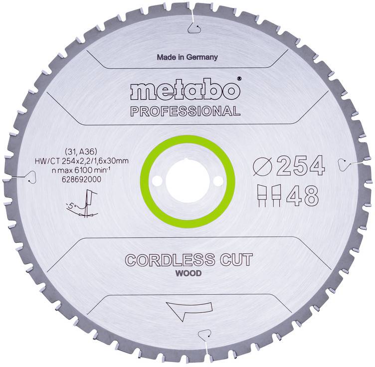 Metabo 628692000 Körfűrészlap 254 x 30 mm Fogak száma (collonként): 48 1 db