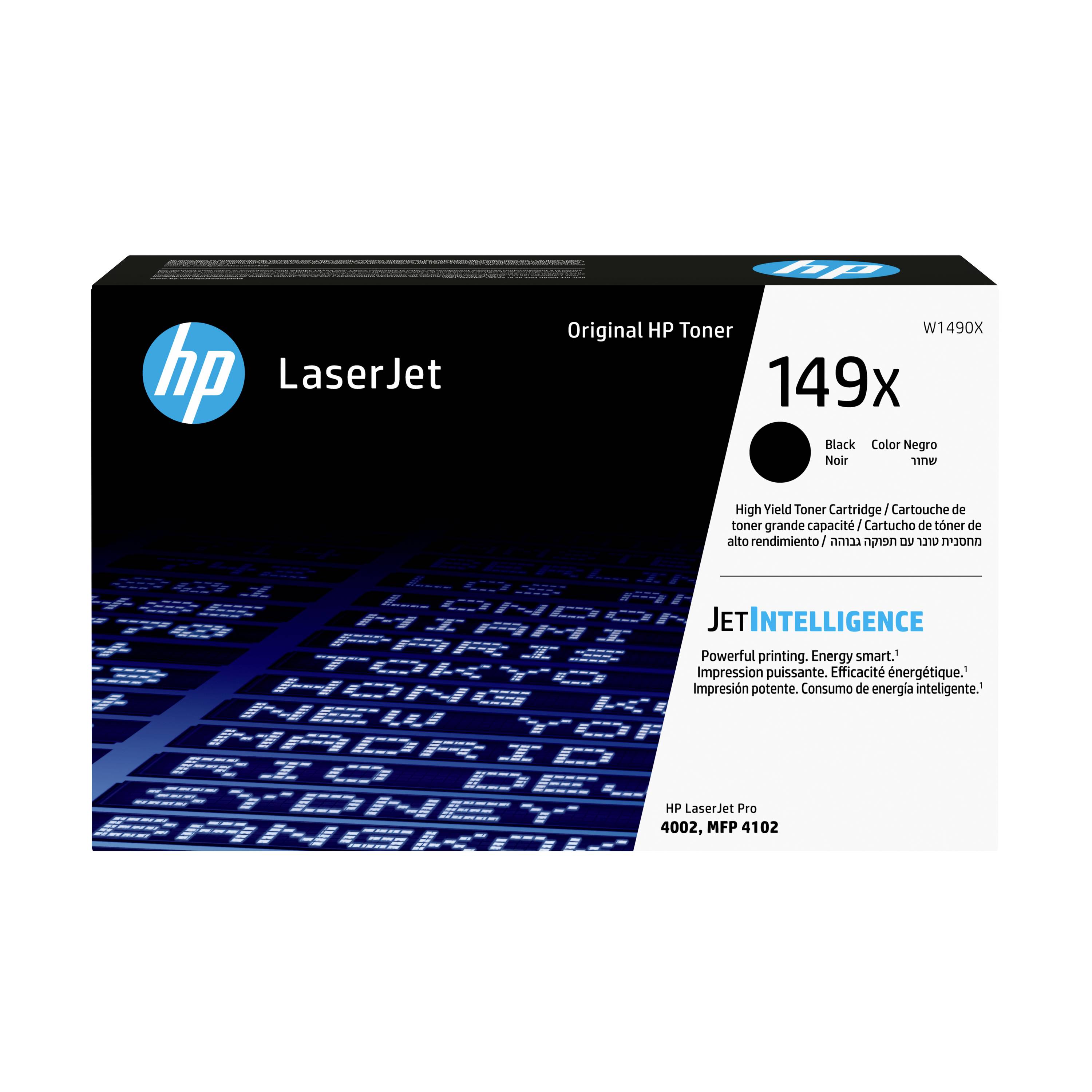 HP LaserJet eredeti HP toner kazetta doboz, 149X modell, fekete tonerhez; JetIntelligence és nagy kapacitású kazetta látható a csomagoláson.
