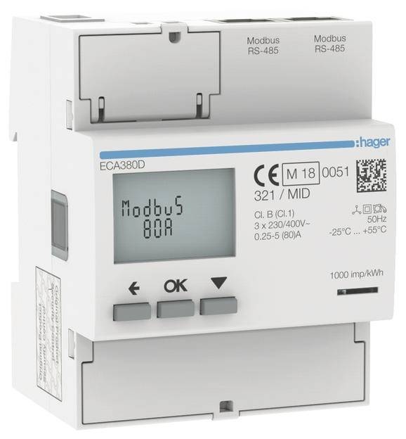 Hager ECA380D Váltó-, forgóáram mérő digitális MID konform: Igen 1 db