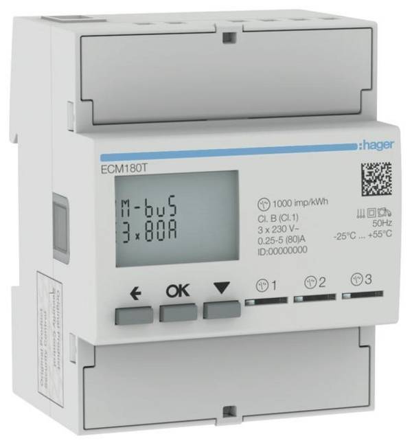 Hager ECM180T ECM180T Váltóáram fogyasztásmérő  digitális    1 db