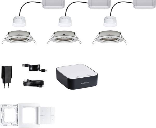 5181 smik Gateway + EBL Nova RGBW Paulmann Home Smart Home rendszer   15.6 W Melegfehértől nappalifény fehérig, RGBW Vas (matt)