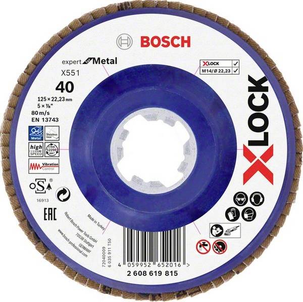 Bosch Accessories 2608619815 X551 Felületcsiszoló korong Ø 125 mm Furat átmérő 22.23 mm Szemcsézet 40  1 db