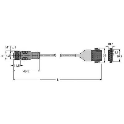 Turck U7388-2 Érzékelő-/működtető összekötő, konfekcionált 1 db